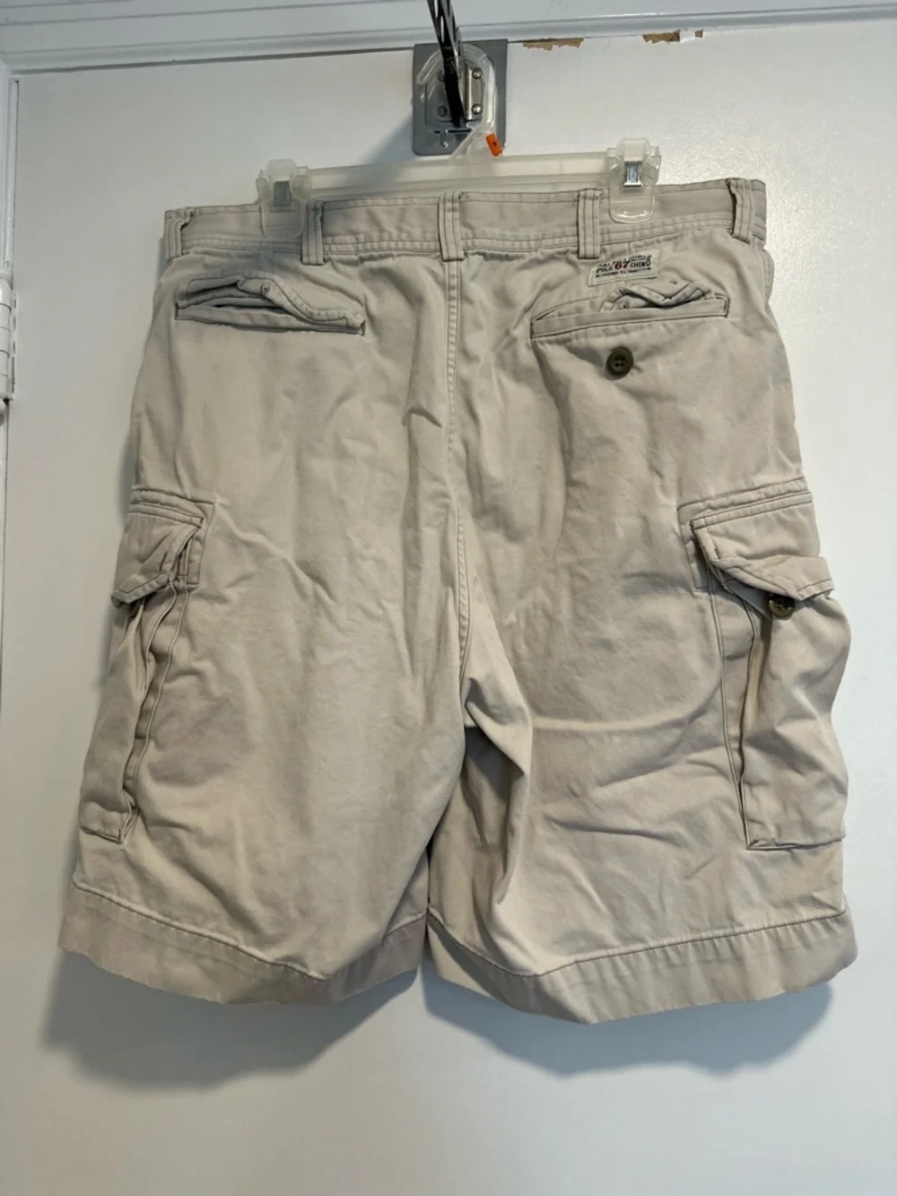 Polo Ralph Lauren Gellar Classic-Fit Twill Sz:36 beige Baggy Cargo Shorts.